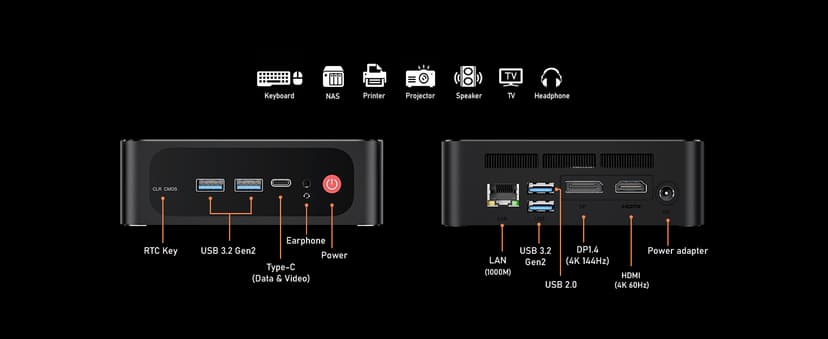Beelink SER5 Pro Mini PC, AMD Ryzen 7 5825U(8C/16T, up to 4.5GHz), 32GB DDR4 RAM 500GB PCle3.0 SSD, SER5 Mini Computer Support 4K@60Hz Triple Display, WiFi6, BT5.2, DP+HDMI, Type-C
