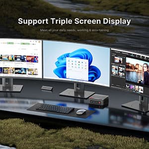 P4 Mini PC,AMD Ryzen 7 5700U(8C/16T, up to 4.3Ghz) 32GB DDR4 1TB NVMe SSD Mini Computers, Dual 2.5G LAN Ports, Dual NVMe Slots, Triple Display, WiFi 6, BT5.2