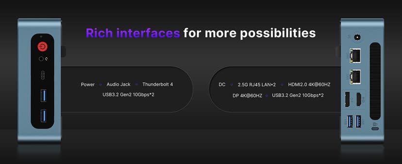 P2 Plus Mini PC, Intel i7 12700H Mini Desktop Computers, 32GB DDR5, 512GB NVMe, with Thunderbolt 4&Dual Gigabit Ethernet Ports, 4K Triple Display, Wi-Fi 6E, Bluetooth 5.2