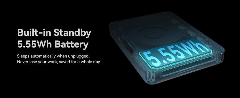 Khadas Mind 1 Mini PC, Intel Core i5-1340P 4.6GHz Micro Desktop Computer with 5.55Wh Standby Battery, 16GB LPDDR5, 512GB PCIe 4.0 SSD, BT5.3, WiFi 6E, Portable Computer for Business Home Office Gaming