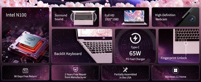 NIMO 15.6 IPS FHD-Laptop, 16GB RAM 1TB SSD Intel Pentium Quad Core N100, Computer with Backlit Keyboard Fingerprint (Beat to i3-1115G4 Up to 3.4GHz) Laptops for Student, Win 11 Rose Gold