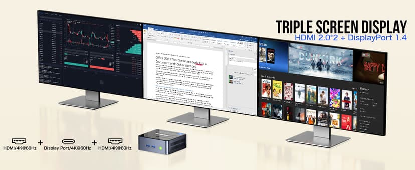 GMKtec Mini Desktop Computer, M3 Intel Core i5 12450H (8C/12T, up to 4.40GHz) Mini PC 16GB DDR4 (8GB*2) 512GB SSD, 2X HDMI 4K, 4X USB 3.2, USB-C, WiFi 6, BT 5.2, RJ45 2.5G Black