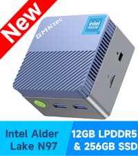 GMKtec Mini PC N150, G3 Plus Intel Twin Lake N150 (3.4GHz), 8GB DDR4 RAM 256GB PCIe M.2 SSD, Desktop Computer 4K Dual HDMI/USB3.2/WiFi 6/BT5.2/2.5G RJ45