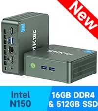 GMKtec Mini PC, Intel Twin Lake N150 (Upgraded N100), 16GB DDR4 RAM 512GB PCIe M.2 SSD, Desktop Computer 4K Dual HDMI/USB3.2/WiFi 6/BT5.2/2.5GbE RJ45 for Office, Business