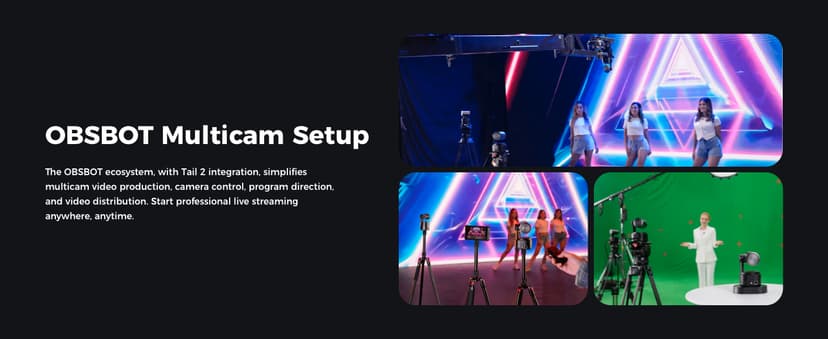 OBSBOT Tail 2 PTZR NDI Camera 4K@60FPS, Pro AI Tracking, 1/1.5" CMOS, 50MP, 5X Optical Zoom, 12X Hybrid Zoom, SDI/HDMI/IP/USB 3.0 Output, Live Streaming for Education, Conference, Worship, Live Events