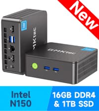 GMKtec Mini PC Intel N150 (Turbo 3.6GHz) 16GB DDR4 1TB PCIe M.2 NVMe SSD, Intel i226-V Desktop Computer 4K Dual HDMI Display/4x USB3.2/WiFi 6/BT5.2/RJ45 Ethernet Nucbox G3 Plus