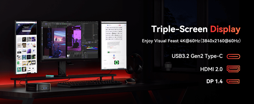 KAMRUI Mini Gaming PC, E3B 16GB RAM 512GB SSD Mini PC AMD Ryzen 5 7430U Micro Desktop Computers (Max 4.3GHz,6C/12T, Beat 5650U), Small Computer Support WiFi 6, BT5.2, Triple Display for Office Home