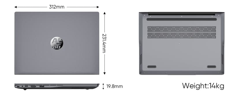 14.1" Laptop 16GB RAM 512GB SSD, QHD (2160x1440) Display, Intel Core m3 8100Y (Beat Intel i3-5005u), Windows 11 Pro Notebook Computer with HDMI, Type C, Long Battery Life, MS Office 2024 - Gray