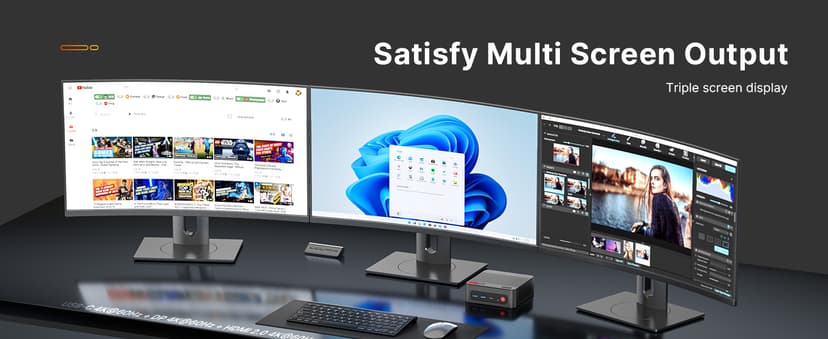 Mini PC P4 Plus, AMD Ryzen 7 5825U Mini Computers, 32GB DDR4 RAM 1TB m.2 NVMe SSD, Dual 2.5GbE LAN Ports/WiFi 6E/BT5.2, 4K Triple Display, Dual NVMe SSD Slots Mini Gaming PC