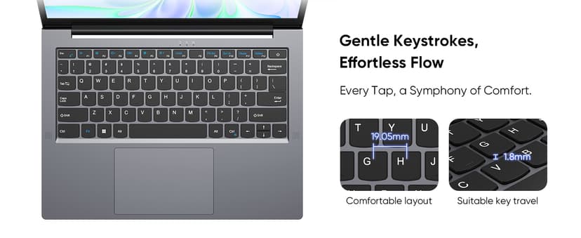 14.1" Laptop 16GB RAM 512GB SSD, QHD (2160x1440) Display, Intel Core m3 8100Y (Beat Intel i3-5005u), Windows 11 Pro Notebook Computer with HDMI, Type C, Long Battery Life, MS Office 2024 - Gray