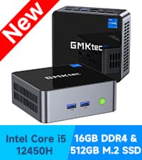 GMKtec Mini PC N150, G3 Plus Intel Twin Lake N150 (3.4GHz), 8GB DDR4 RAM 256GB PCIe M.2 SSD, Desktop Computer 4K Dual HDMI/USB3.2/WiFi 6/BT5.2/2.5G RJ45