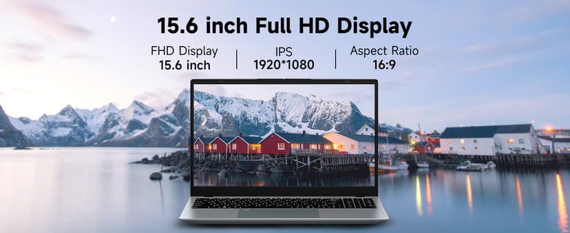 15.6 Inch Student Business Laptop Computer, 16GB RAM 512GB ROM, Intel N100 (Beat i5-7200U, Up to 3.4GHz), Windows 11 Pro with FHD IPS Display, WiFi 5, BT5, Type-C, HDMI, USB 3.2