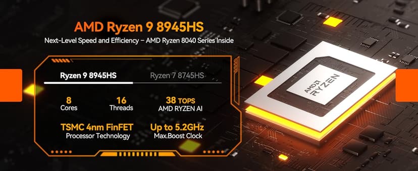 GEEKOM A8 AI Mini PC, AMD Ryzen 9 8945HS (up to 5.2GHz) Mini Computers, 32GB DDR5 5600MHz RAM&2TB PCIe 4.0 SSD, Windows 11 Pro Mini Desktop, AMD Ryzen AI/Radeon 780M/WiFi 6E/BT5.2/USB4/8K/Quad Display