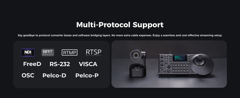 OBSBOT Tail 2 PTZR NDI Camera 4K@60FPS, Pro AI Tracking, 1/1.5" CMOS, 50MP, 5X Optical Zoom, 12X Hybrid Zoom, SDI/HDMI/IP/USB 3.0 Output, Live Streaming for Education, Conference, Worship, Live Events