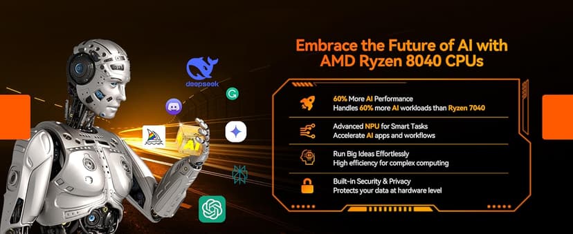 GEEKOM A8 AI Mini PC, AMD Ryzen 9 8945HS (up to 5.2GHz) Mini Computers, 32GB DDR5 5600MHz RAM&2TB PCIe 4.0 SSD, Windows 11 Pro Mini Desktop, AMD Ryzen AI/Radeon 780M/WiFi 6E/BT5.2/USB4/8K/Quad Display