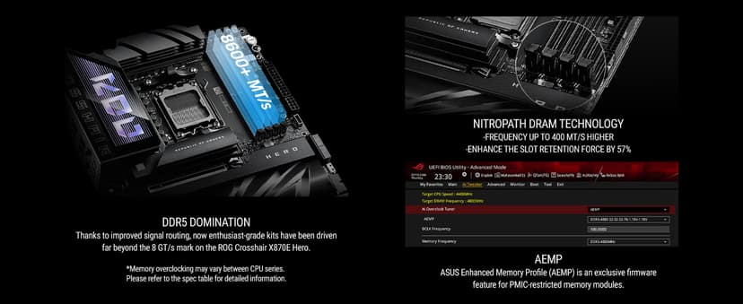 ASUS ROG Crosshair X870E Hero AMD X870E AM5 ATX Motherboard, Advanced AI PC Ready, 18+2+2 Power Stages, DDR5, PCIe® 5.0, 5X M.2, Wi-Fi 7, USB4®, AI Overclocking, Core Flex, PCIe Slot Q-Release Slim