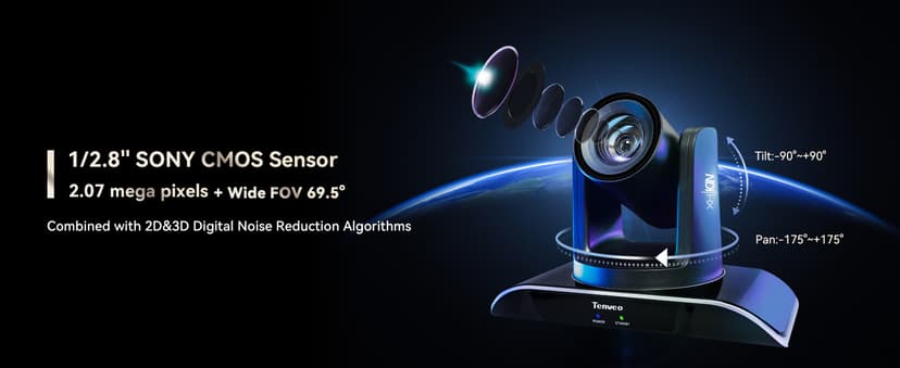 Tenveo AI Auto Tracking NDI PTZ Camera 3G-SDI/HDMI/USB3.0/LAN PoE 30X Optical+8X Digital Zoom IP Live Streaming Camera, FHD 1080P 60FPS for Church Services Worship Large Events Live Broadcast