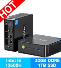 GMKtec Mini PC Intel N150(Turbo 3.6GHz) 12GB DDR5 256GB SSD Dual LAN, Desktop Mini Computer 4K Triple Display, WiFi6, BT5.2, Energy Efficient