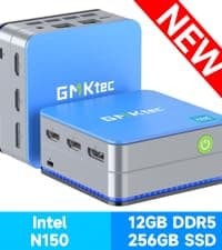 GMKtec Mini PC Intel N150(Turbo 3.6GHz) 12GB DDR5 256GB SSD Dual LAN, Desktop Mini Computer 4K Triple Display, WiFi6, BT5.2, Energy Efficient