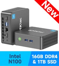 GMKtec Mini PC Intel N150(Turbo 3.6GHz) 12GB DDR5 256GB SSD Dual LAN, Desktop Mini Computer 4K Triple Display, WiFi6, BT5.2, Energy Efficient