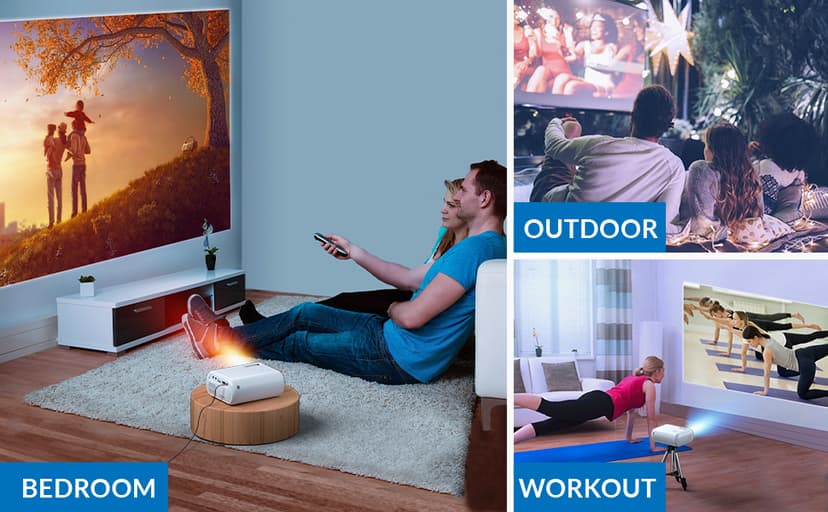 Mini Projector, CLOKOWE 2024 Upgraded Portable Projector with 9000 Lux and Full HD 1080P, Movie Projector Compatible with iOS/Android Phone/Tablet/Laptop/PC/TV Stick/Box/USB Drive/Game Console