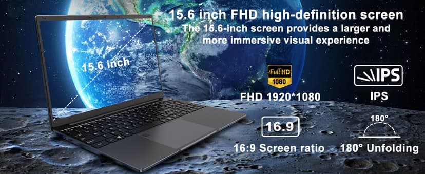 15.6 inch Laptop Computer,16GB RAM LPDDR4 512GB SDD Portable Laptop Computer Cerelon N5095 Processor FHD 1920 * 1080 Laptop PC with Touch ID, WiFi5, BT4.2, USB 3.0