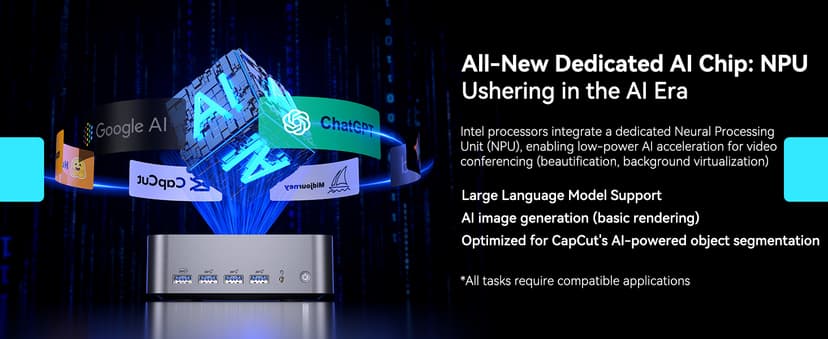 GEEKOM GT1 Mega AI Mini PC, with Intel 14th Gen Ultra 9 185H (Up to 5.1 GHz), 32GB DDR5 2TB M.2 NVMe SSD, Mini Desktop Computers Windows 11 Pro, 2.5G Dual LAN/WiFi 7/BT 5.4/USB4.0/8K/3 Years Warranty