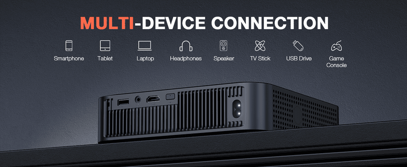 【360°Adjustable Stand & Auto Focus/Keystone】Mini Projector with WiFi and Bluetooth, 550ANSI Native 1080P Portable Outdoor Movie Projector, VOPLLS Home Projector 4K Support for HDMI/USB/Phone/PC(Black)