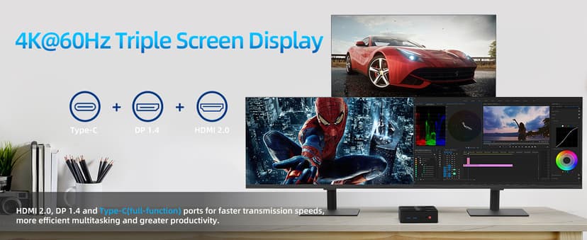 Mini PC, Intel 12th Alder Lake N100 (up to 3.4GHz), 16GB DDR4 RAM 512GB M.2 SSD Dual LAN, Mini Desktop Computers Windows 11, 4K Triple Display, Type-C, WiFi 6, BT 5.2, Micro PC for Home Office