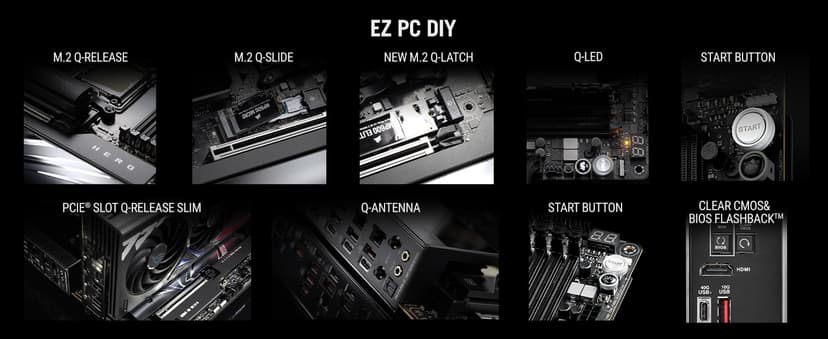 ASUS ROG Crosshair X870E Hero AMD X870E AM5 ATX Motherboard, Advanced AI PC Ready, 18+2+2 Power Stages, DDR5, PCIe® 5.0, 5X M.2, Wi-Fi 7, USB4®, AI Overclocking, Core Flex, PCIe Slot Q-Release Slim