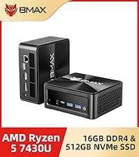 Bmax Mini PC B1 Pro Intel Gemini Lake N4000 (Up to 2.6GHz), 8GB LPDDR4 128GB eMMC Support M.2 SSD Expansion (512GB/2TB), 4K Dual Display 2.4G/5G WiFi & BT4.2 Mini Desktop Computer for Home/Office