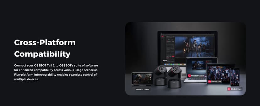 OBSBOT Tail 2 PTZR NDI Camera 4K@60FPS, Pro AI Tracking, 1/1.5" CMOS, 50MP, 5X Optical Zoom, 12X Hybrid Zoom, SDI/HDMI/IP/USB 3.0 Output, Live Streaming for Education, Conference, Worship, Live Events