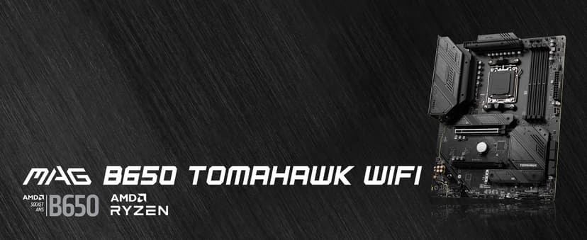 MSI MAG B650 Tomahawk WiFi Gaming Motherboard (AMD Ryzen 9000/8000/7000 Series Processors, AM5, DDR5, PCIe 4.0, M.2, SATA 6Gb/s, USB 3.2 Gen 2, HDMI/DP, Wi-Fi 6E, Bluetooth 5.3, 2.5Gbps LAN, ATX)