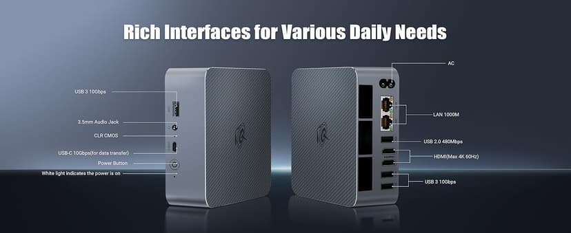 Beelink EQi12 Mini PC, Intel Core i5-12450H Processor (8C/12T, up to 4.4GHz), 16G DDR4 RAM 500GB M.2 2280 PCle 4.0x4 SSD, Mini Computer Support 4K@60Hz Dual Screen Display/WiFi6/BT5.2