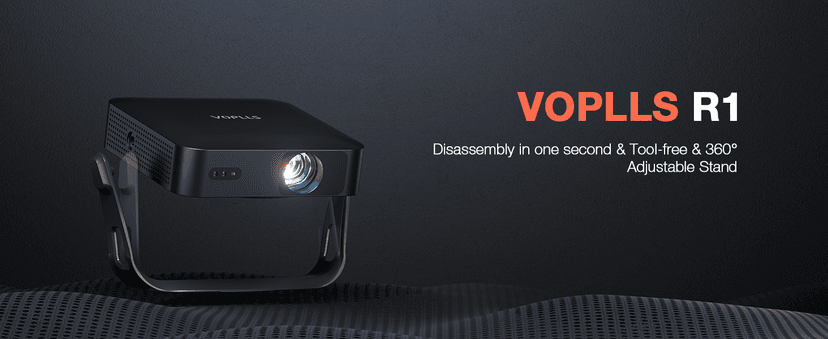 【360°Adjustable Stand & Auto Focus/Keystone】Mini Projector with WiFi and Bluetooth, 550ANSI Native 1080P Portable Outdoor Movie Projector, VOPLLS Home Projector 4K Support for HDMI/USB/Phone/PC(Black)
