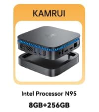 KAMRUI Mini PC Computer, Intel Processor N97 (up to 3.6 GHz), 16GB DDR4 RAM 256GB M.2 SSD, Mini Desktop Computer Support Dual 4K, WiFi, Bluetooth, Ethernet, HTPC for Business, Education, Home
