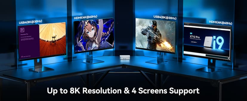 GEEKOM Mini PC XT13 Pro, with 13th Gen Intel i9-13900H Mini Computers(14 C/20T, Up to 5.4GHz) 32GB DDR4/2TB PCIe Gen 4 SSD Windows 11 Pro Support USB 4.0/2.5G LAN/8K/Quad Displays/Wi-Fi 6E/BT5.2