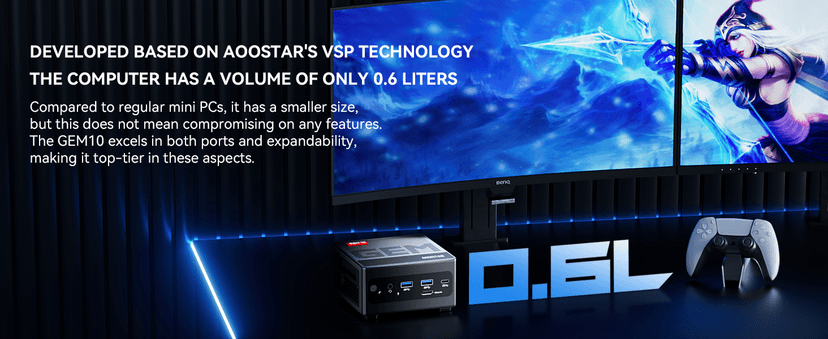 GEM10 Mini PC, AMD Ryzen 7 7840HS (8C/16T, up to 5.1GHz), 32GB RAM (6400MT/S) 1T SSD, Mini Computer, NVME*3,OCULINK+USB4+HDMI2.1, WiFi 6 2.5G LAN 8K Triple Display