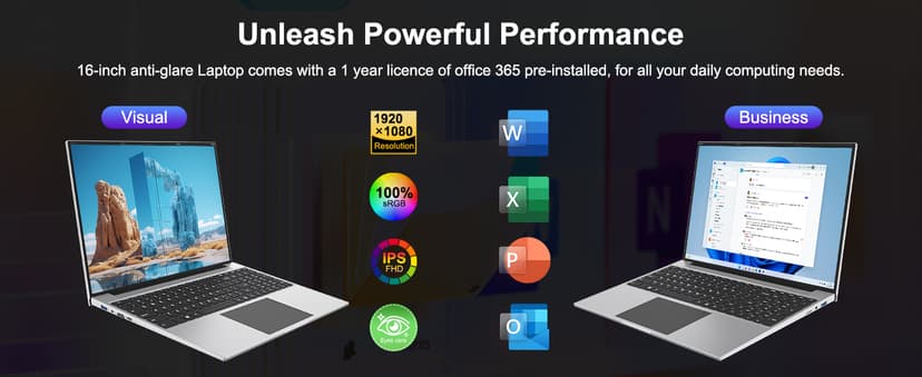 jumper 16 Inch Laptop, 4-Core N95 Processor, Up to 3.4Ghz, 16GB RAM, 640GB Storage,1200p FHD IPS Display, Windows 11 Computer, Office 365 1-Year Subscription, WiFi-6, 38Wh Battery.