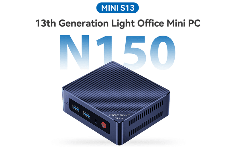 Beelink Mini PC, Mini S13 Mini Computer Intel Twin Lake N150(up to 3.6GHz), Desktop Computers 16G DDR4 RAM 500G NVMe SSD, Small PC 4K UHD HDMI/Wifi6/BT5.2 for Office/Home/HTPC/2.5G*2