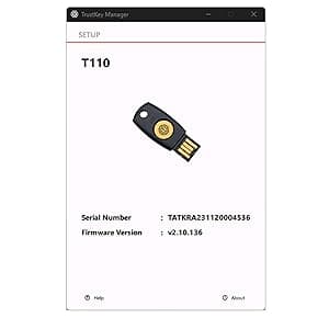 FIDO2 U2F Security Key Passkey Two-Factor Authentication (2FA) USB Key PIN+Touch (Non-Biometric) USB-A Type TrustKey T110
