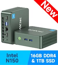 GMKtec Mini PC N150, G3 Plus Intel Twin Lake N150 (3.4GHz), 8GB DDR4 RAM 256GB PCIe M.2 SSD, Desktop Computer 4K Dual HDMI/USB3.2/WiFi 6/BT5.2/2.5G RJ45