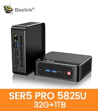 Beelink Mini PC AMD Ryzen 7 5825U Up to 4.5GHz 8C/16T, SER5 PRO Mini Computer with 32GB DDR4 RAM 1TB M.2 SSD, Support 2.5GLAN/4K Triple Screen Display(HDMI+DP+Type-C)/WiFi6/BT5.2/Home/Office