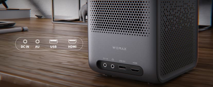 WEMAX Dice Outdoor Portable Projector, 3 Hours Battery, 700 ANSI Lumens Native 1080p, 4K Mini Movie Projector, Mobile Theater, WiFi Bluetooth HDMI USB, Dolby Audio DTS-HD, Auto Focus, Auto Keystone