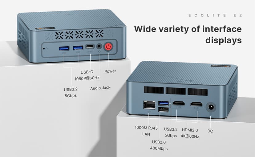 E2 Mini PC Ryzen 5 3550H, 16GB DDR4, 512GB SSD, Equipped 11 Pro Desktop Computers, WiFi 5 BT 5.2