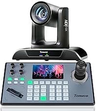 Tenveo AI Auto Tracking NDI PTZ Camera 3G-SDI/HDMI/USB3.0/LAN PoE 30X Optical+8X Digital Zoom IP Live Streaming Camera, FHD 1080P 60FPS for Church Services Worship Large Events Live Broadcast