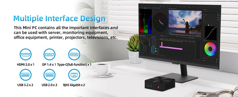 Mini PC, Intel 12th Alder Lake N100 (up to 3.4GHz), 16GB DDR4 RAM 512GB M.2 SSD Dual LAN, Mini Desktop Computers Windows 11, 4K Triple Display, Type-C, WiFi 6, BT 5.2, Micro PC for Home Office