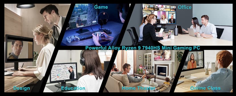 Reatan A9 Mini Gaming PC AMD Ryzen 9 7940HS 64GB DDR5 2TB SSD 5600 MHz RAM, Desktop Mini Computers, Radeon 780M Graphics, 2.5Gbps LAN, HDMI 2.1, 8K USB 4.0 Wi-Fi 6E/BT5.3