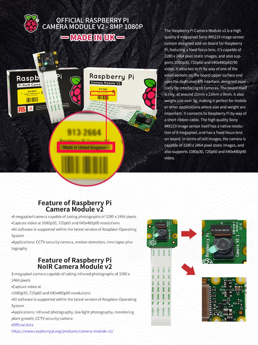 Raspberry Pi Camera Module V2-8 Megapixel,1080p (RPI-CAM-V2)