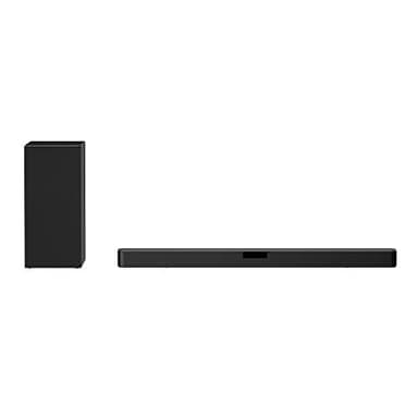 LG SN5Y Sound Bar w/Subwoofer, 2.1 ch, Power, High Res Audio, DTS Virtual: X, AI Sound Pro, Wireless Surround Sound Ready, Bluetooth Connectivity - Black